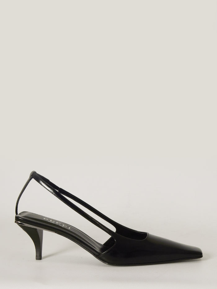 Gucci Crystal Logo Slingback Pumps