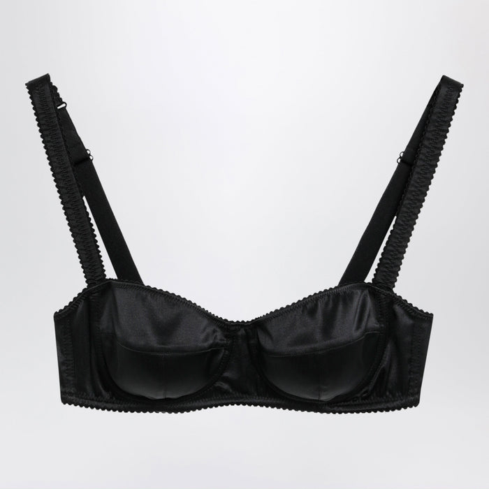 Dolce&Gabbana Balconette Bra In Stretch Silk Satin, Black