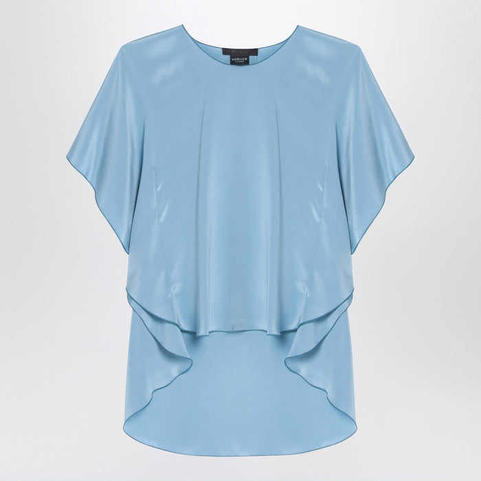 Max Mara Pianoforte Light Blue Flowy Silk Blouse