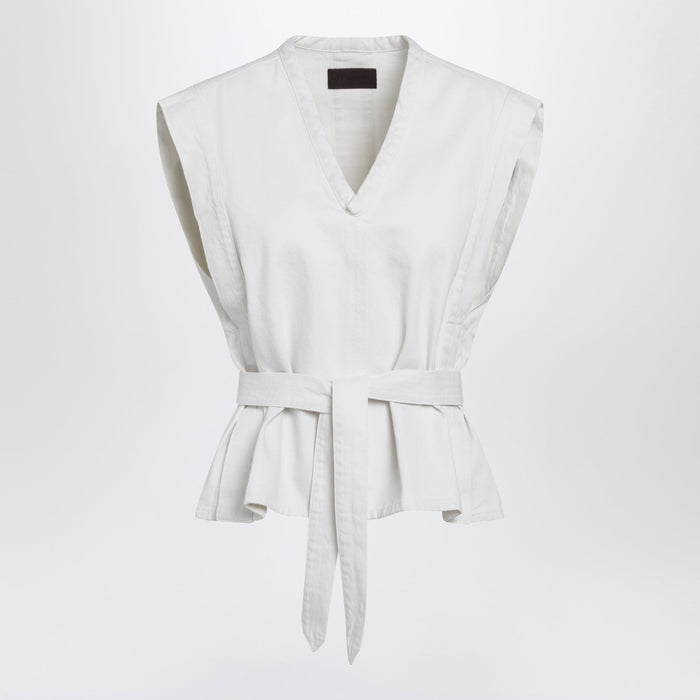 Lemaire White Chasuble Shirt In Bleached Denim