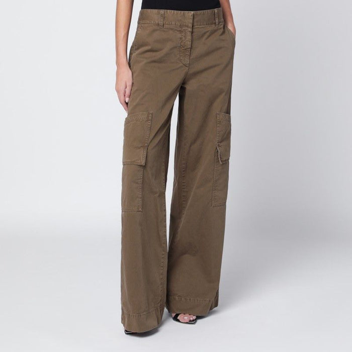 Off-White  Brown Cotton Cargo Trousers