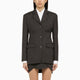 Off-White Grey Single-Breasted Pinstripe Jacket In Wool Blend
