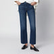 Mother The Lil Kick It Jeans In Dark Blue Washed Denim