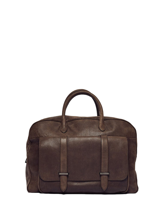 Orciani Double-Handle Dark Brown Leather Bag