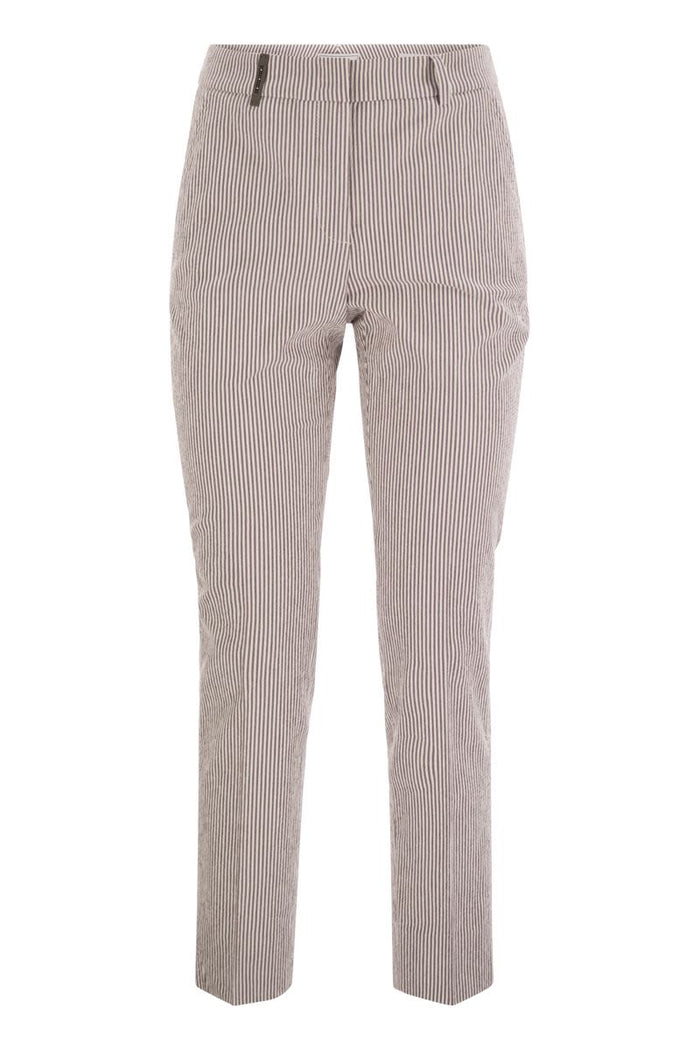 Peserico Seersucker Cotton Cigarette Trousers