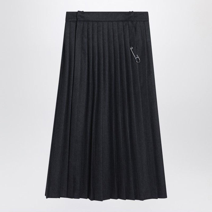 Prada  Grey Pleated Wool Skirt