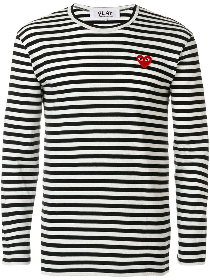 Comme Des Garçons Play Striped Cotton T Shirt.