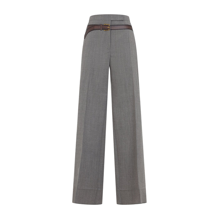 Prada Melange Cappuccino Polyester Blend Palazzo Pant