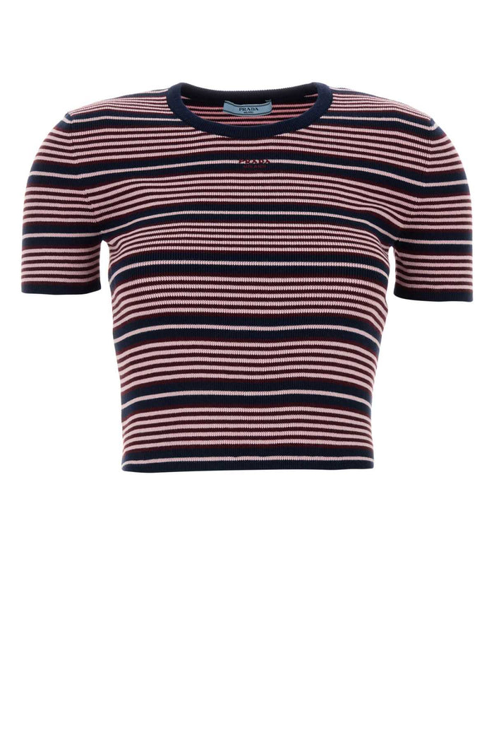 Prada Embroidered Cotton Blend T-Shirt