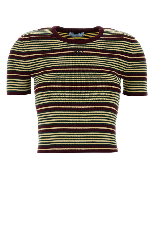 Prada Embroidered Cotton Blend T-Shirt