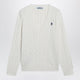 Prada White Cableknit Vneck Jumper