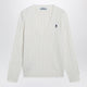 Prada White Cable-Knit V-Neck Jumper