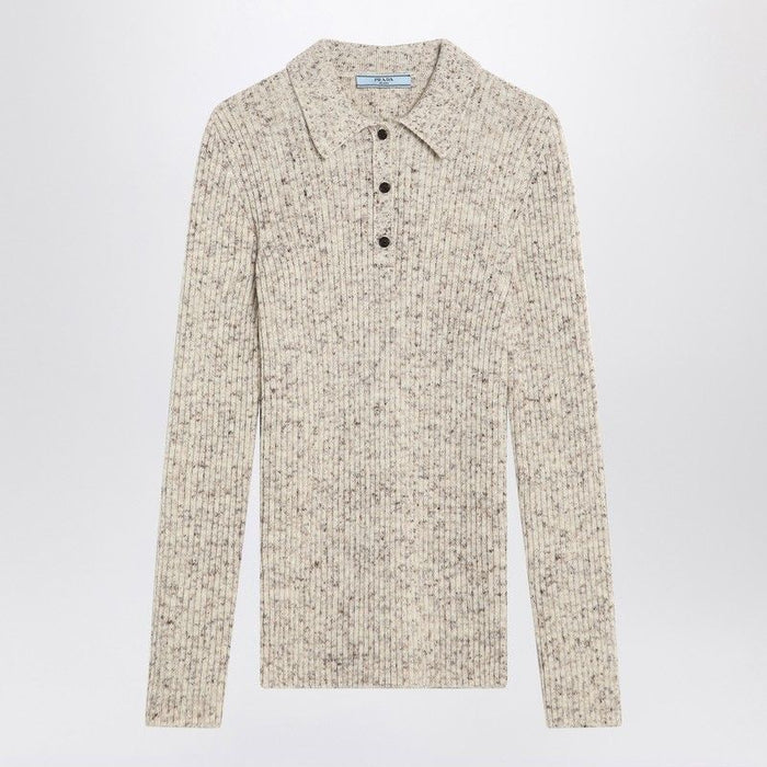 Prada  Natural Colour Polo In Wool Blend