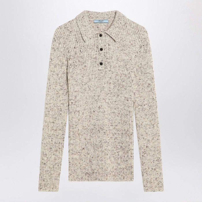 Prada Natural Colour Polo In Wool Blend