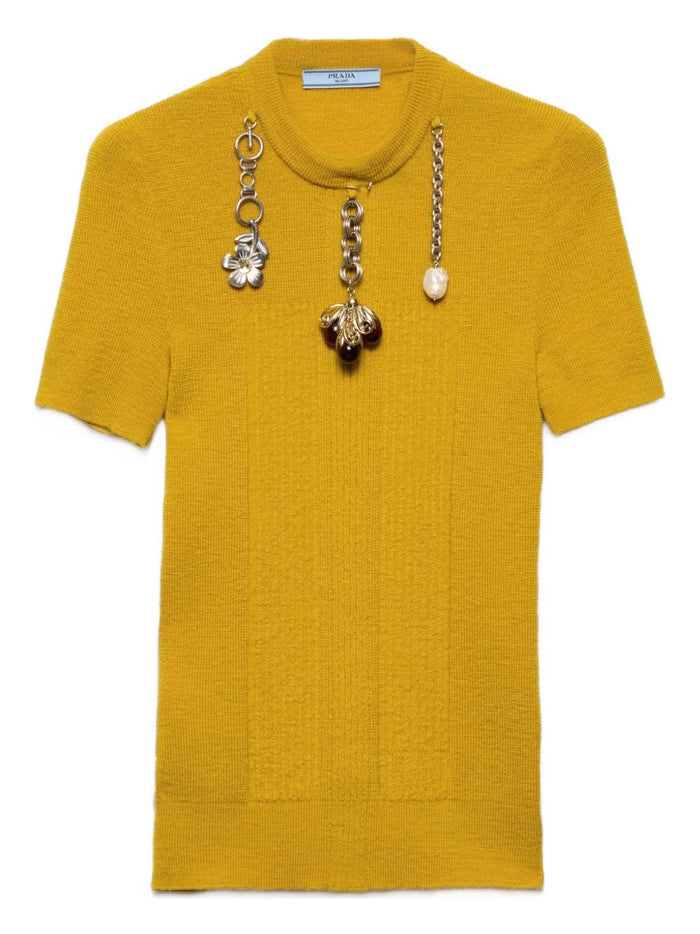 Prada Charm-Embellishment Knitted Top