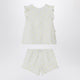 Il Gufo Two-Piece White Set With Floral Embroidery