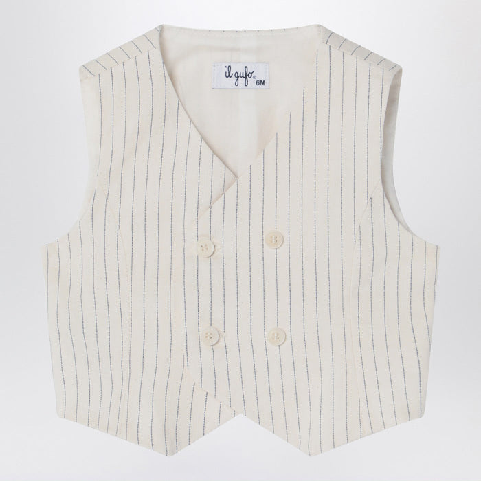 Il Gufo Double-Breasted Vest In Pinstriped Cotton
