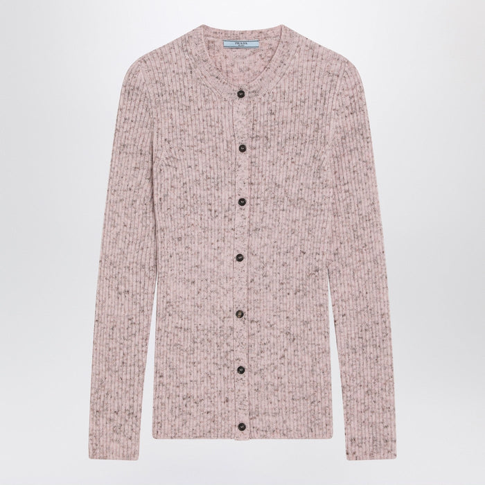 Prada Pink Ribbed Wool Cardigan