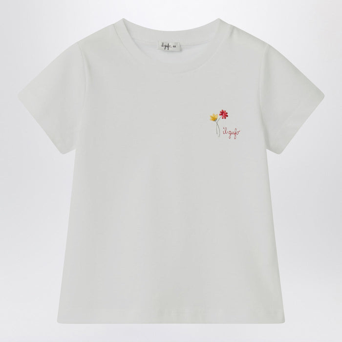 Il Gufo White T-Shirt With Embroidered Logo