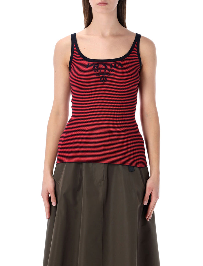 Prada Prada Silk Striped Tank Top