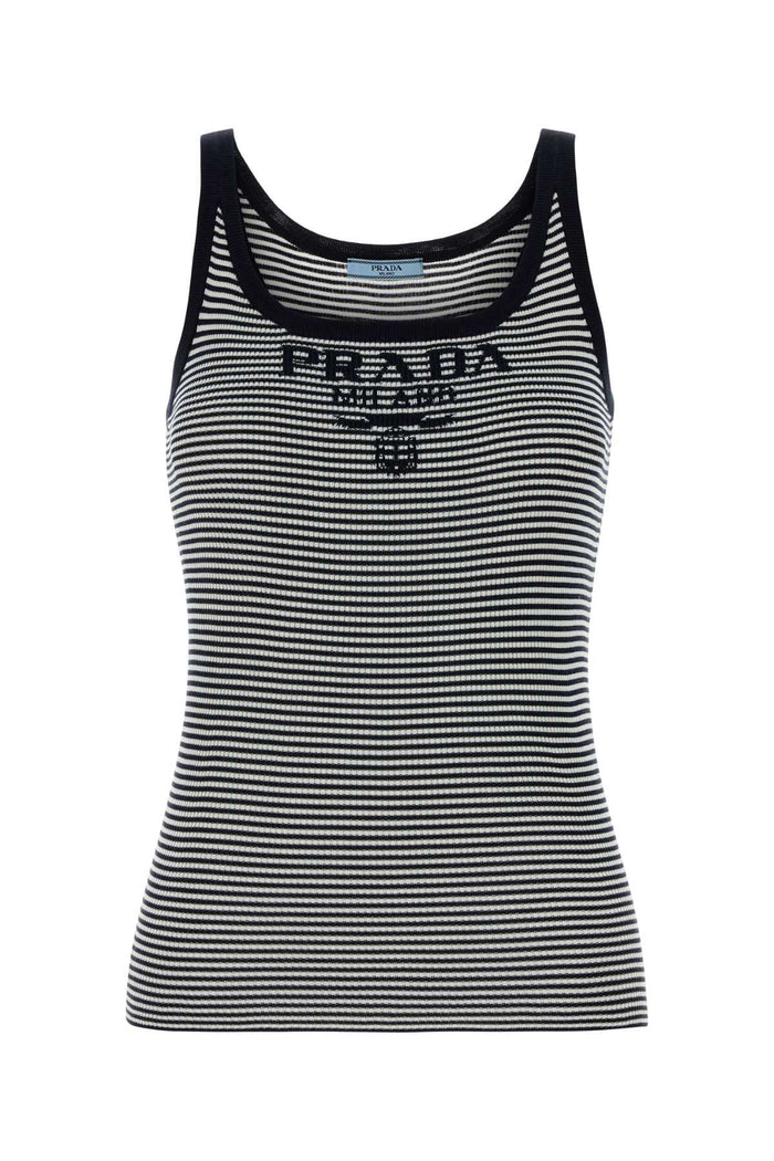 Prada Embroidered Silk Tank Top