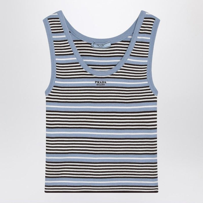 Prada Light Blue And White Striped Tank Top
