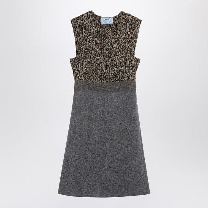 Prada Sleeveless Grey Wool And Cashmere Dress