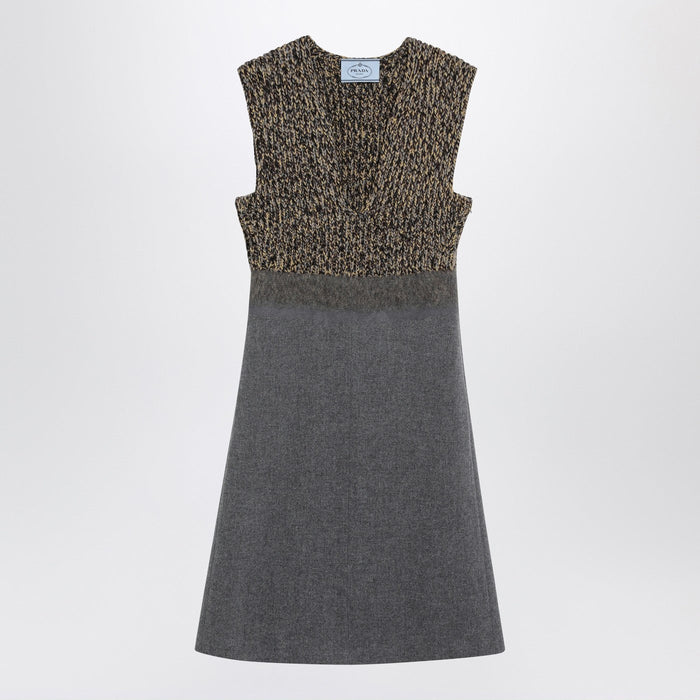 Prada Sleeveless Grey Wool And Cashmere Dress