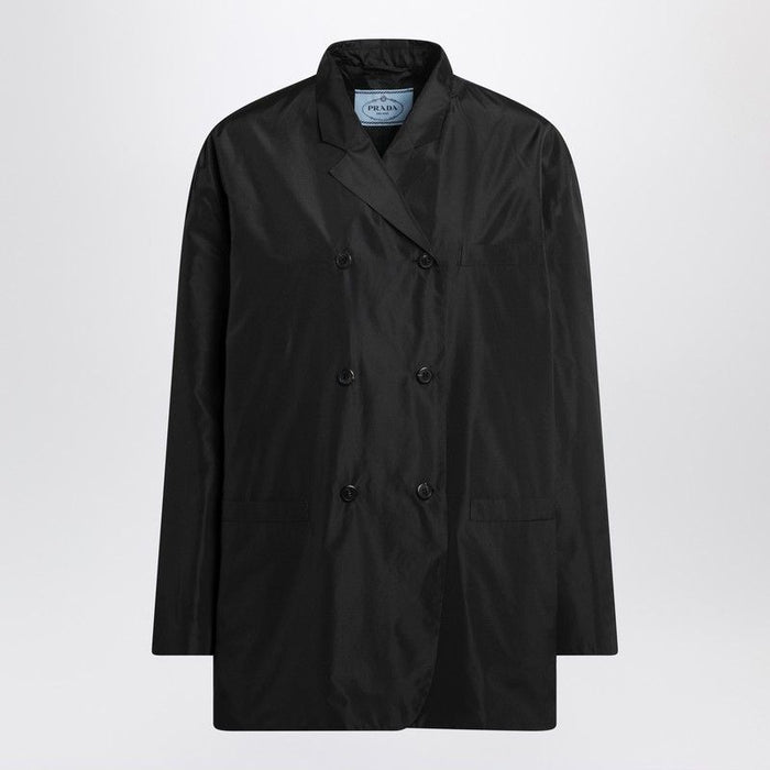 Prada Black Doublebreasted Technical Taffeta Jacket
