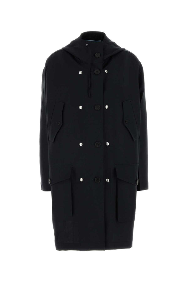 Prada Navy Blue Mohair Blend Overcoat