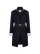 Prada Long Wool Coat With Belt And Jewel Collar
