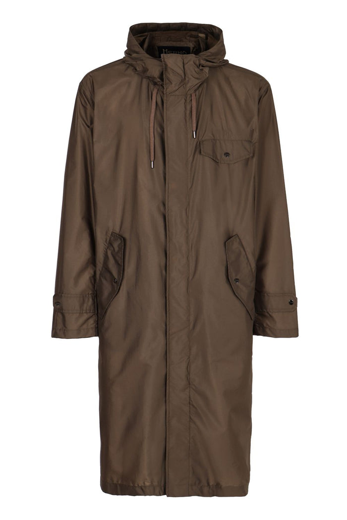 Herno Hooded Techno Fabric Raincoat