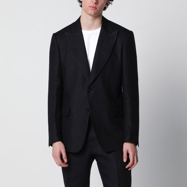 Lardini Singlebreasted Black Linen Jacket