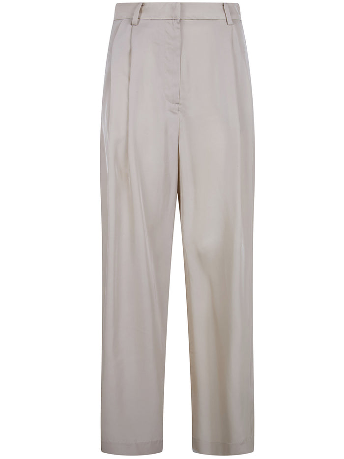 The Frankie Shop "Marfa Fluid" Twill Pleated Trousers