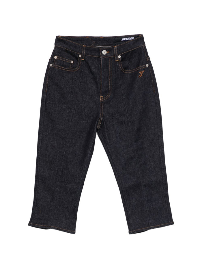 Jacquemus Navy Capri Jeans Camel Stitching