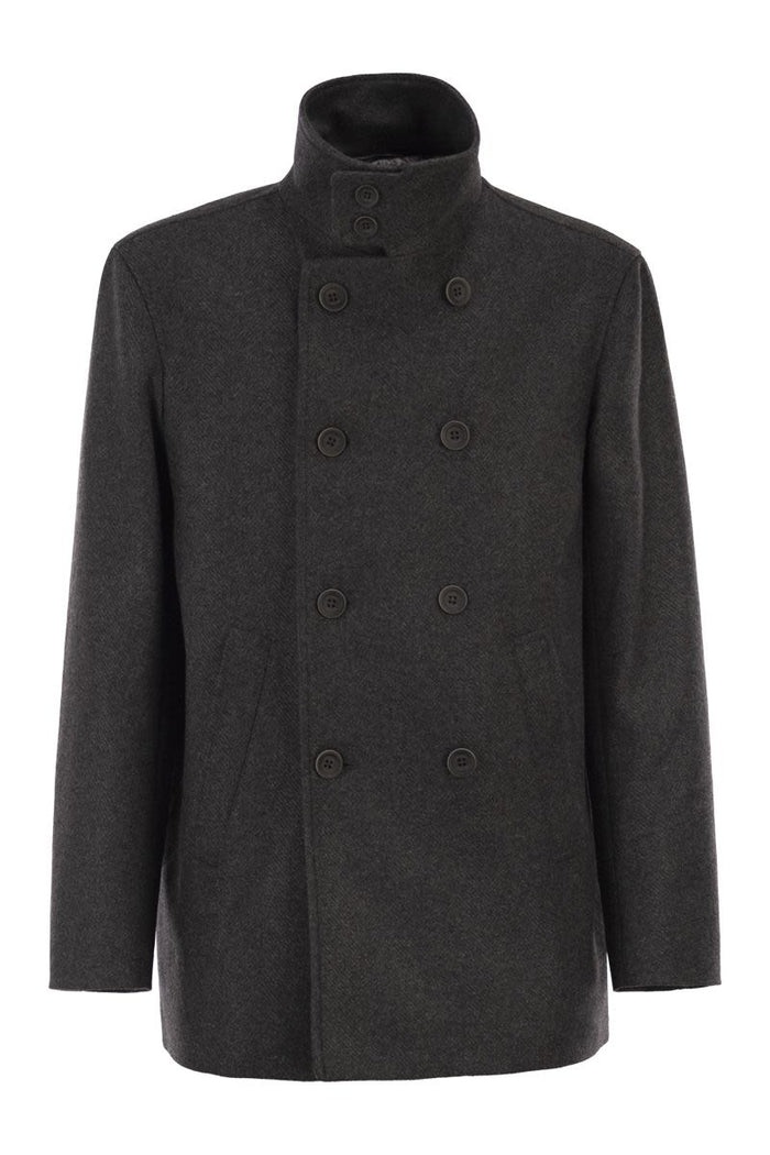 Herno Double-Breasted Coat In Wool Blend