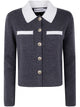 Self-Portrait Grey Contrast Collar Cardigan