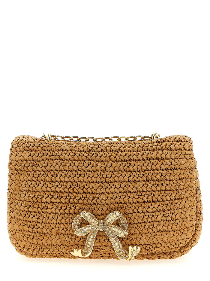 Self Portrait 'Raffia Bow Charm' Shoulder Bag