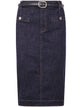 Self-Portrait Indigo Denim Midi Skirt