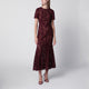 Self Portrait Burgundy Lace Midi Dress With Removable Belt