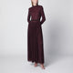 Self Portrait Burgundy Long Dress With Rhinestones