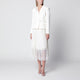 Self Portrait Bouclé Shawl-Collar Midi Dress In Cream