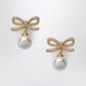 Self Portrait Bow Earrings With Pearls In Gold-Plated Brass