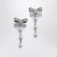 Self Portrait Crystal Bow And Pearl Drop Earrings In Silver