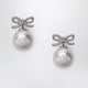 Self Portrait Crystal Bow And Back Pearl Earrings In Silver