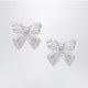 Self Portrait Crystal Bow Earrings In Silver-Plated Brass