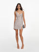 Self-Portrait Silver Rhinestone Draped Mini Dress