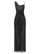 Self Portrait 'Black Rhinestone Draped Maxi' Dress