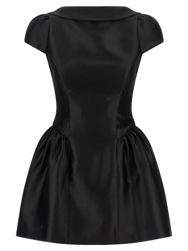 Self Portrait 'Black Taffetà Collared Mini' Dress