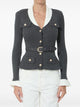 Self-Portrait Belted Ribbed Cardigan